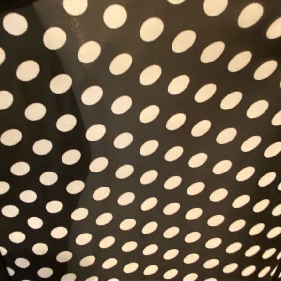 Double Zero Sheer Blouse Sleeveless Button Front Black White Polka Dot Size L - Picture 3 of 11